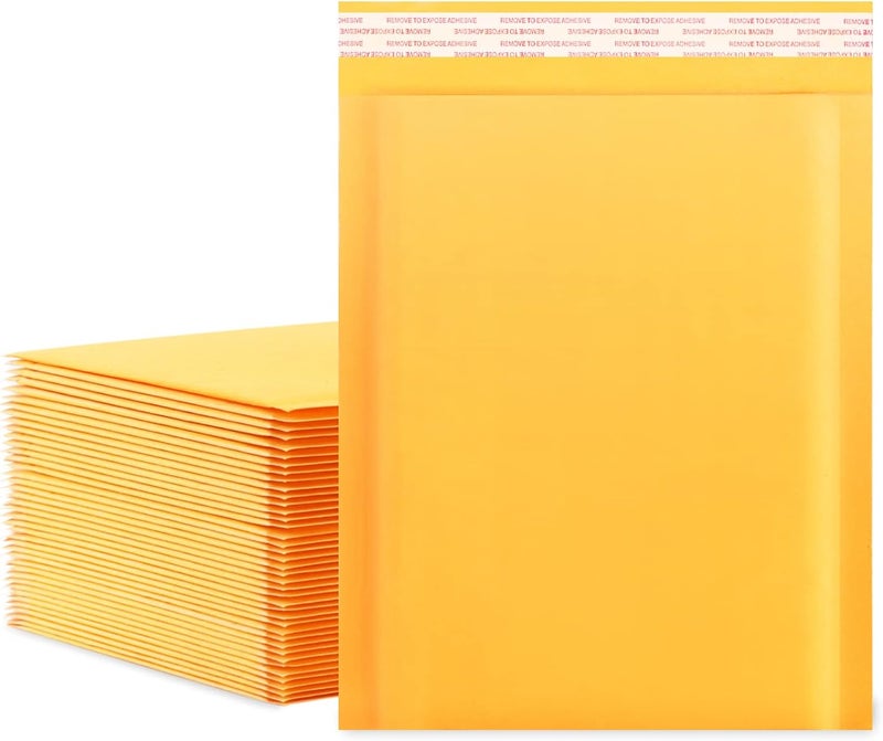 Dasen Kraft Bubble Mailers 8.5x11 Inch 50 Pcs,Small Self-Sealing Mail Shipping Bags,Yellow Padded Envelopes #2 - Image 1